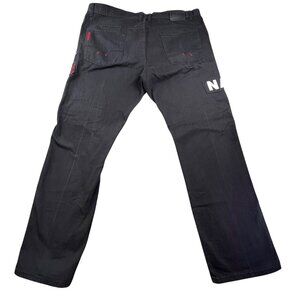 Parish Nation Black Jeans Patches Men 44x33 Big Logo Streetwear Y2K Baggy Skater